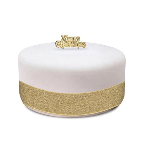 Gold Sparkle Sheer Cake Ribbon & Motto Topper
