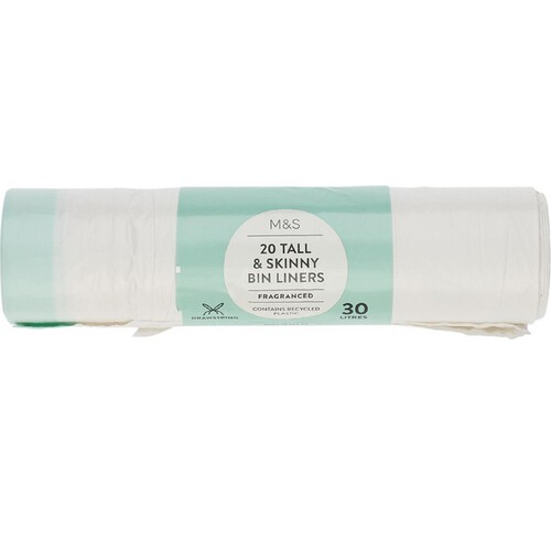 M&S 20 Tall Skinny Fragranced Drawstring 30L Bin Liners Ocado