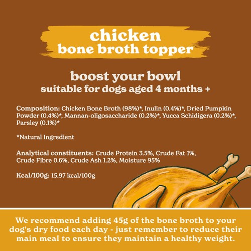 Forthglade Bone Broth Topper for Dogs, Hearty Chicken