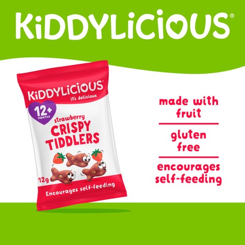 Kiddylicious Strawberry Crispy Tiddlers Baby Snacks Multi