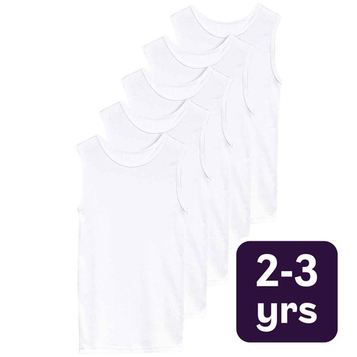 M&S Collection Unisex Cotton Vests, 2-3 Y, White