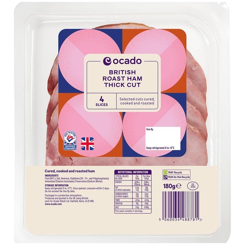 Ocado British Roast Ham Thick Cut 4 Slices