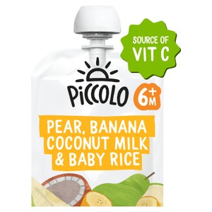 Piccolo Pear, Banana, Coconut Milk & Baby Rice Organic Pouch, 4 mths+