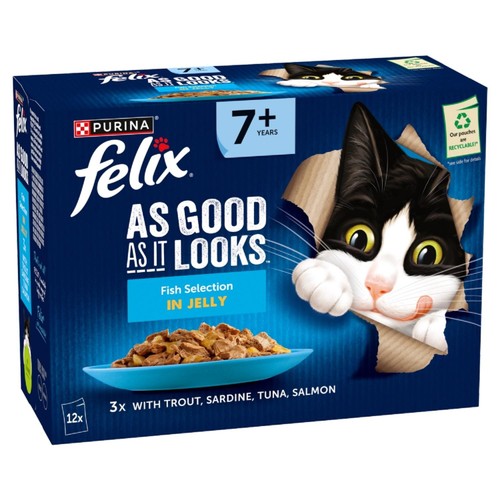 Felix As Good As it Looks Senior 7+ Fish in Jelly Wet Cat Food