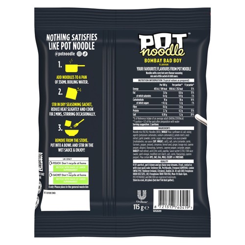 Pot Noodle Bombay Bad Boy Instant Noodles 115g