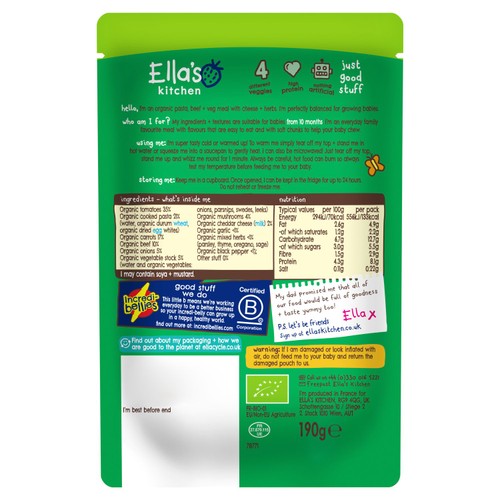 Ella's Kitchen Beef Spag Bol with Cheese Baby Food Pouch 10+ Months