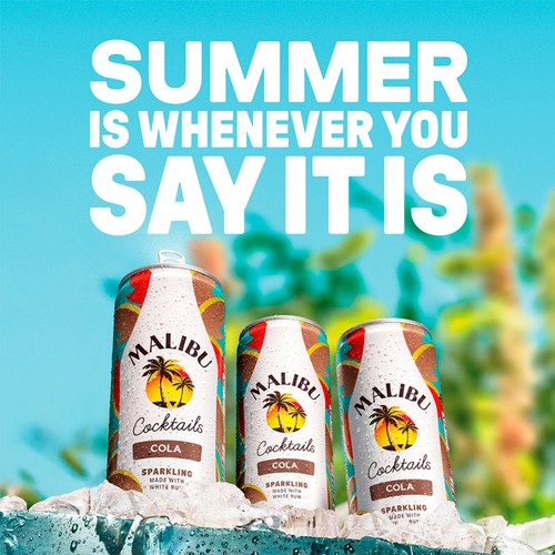 Malibu Coconut Rum & Cola Sparkling Cocktail Pre-Mixed Can