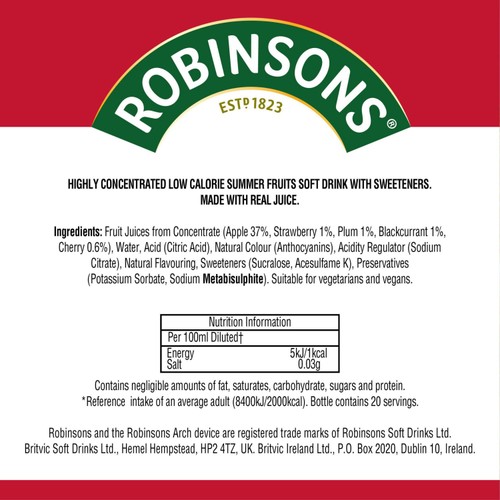 Robinsons Mini Summer Fruits No Added Sugar