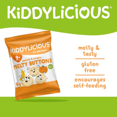 Kiddylicious Banana & Pumpkin Melty Buttons Baby Snacks