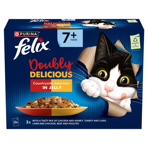 FELIX Doubly Delicious 7+ Countryside Selection in Jelly Wet Cat Food