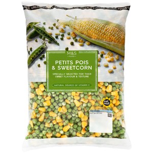 M&S Petits Pois & Sweetcorn Family Size Frozen