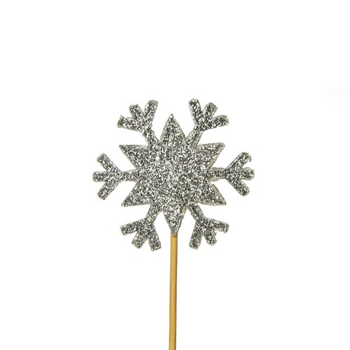 Silver Glitter Snowflake Christmas Cupcake Toppers