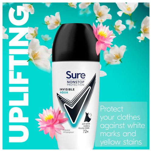 Sure Women 72hr Nonstop Antiperspirant Deodorant Roll On Invisible Aqua