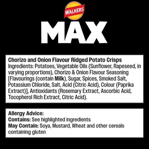 Walkers Max Portuguese Chorizo & Onion