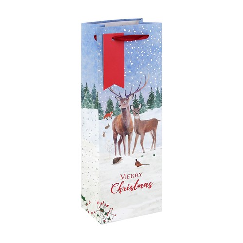 Reindeer Snowy Scene Bottle Bag