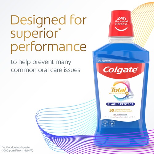 Colgate Total Advanced Plaque Protect Peppermint Mouthwash Alcohol Free
