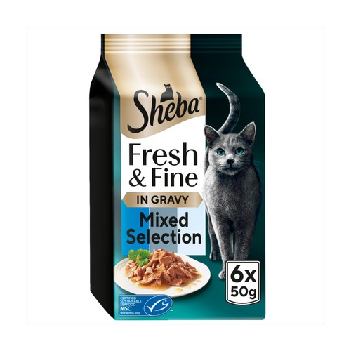 Sheba Fresh & Fine Cat Pouches with Tuna & Cod & Whitefish in Gravy