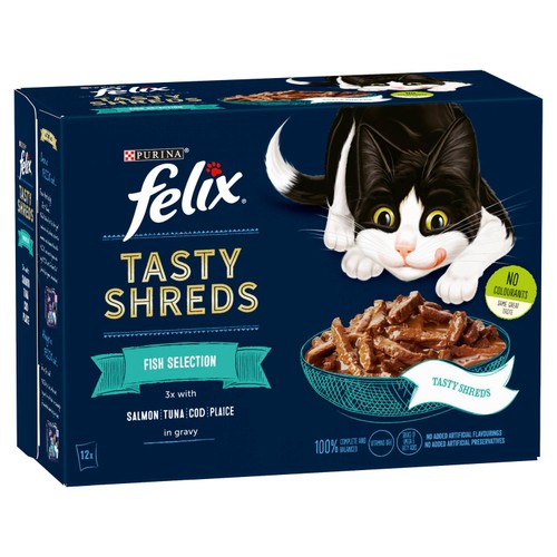 Felix Tasty Shreds Fish Selection in Gravy Wet Cat Food 