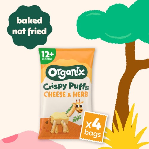 Organix Cheese & Herb Puffs Baby Snack Multipack 12+ Months