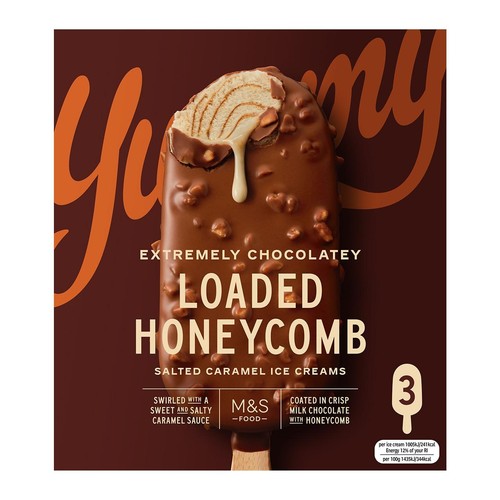 M&S Collection 3 Milk Chocolate & Honeycomb Ice Creams