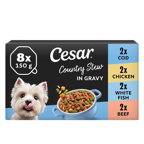 Cesar Country Stew Wet Dog Food with Fish & Meat in Gravy