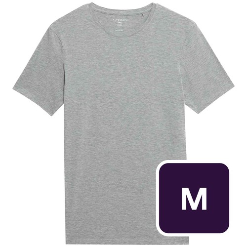 M&S Mens Autograph Supima Cotton Blend T-Shirt Vest, M, Grey Marl
