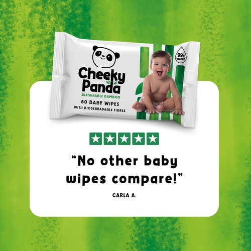 Cheeky Panda Bamboo Baby Wipes, 12 x 60 Wipes