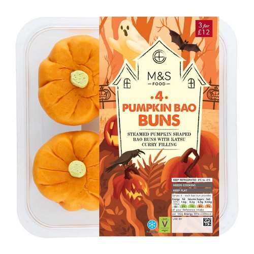 M&S Plant Kitchen 4 Pumpkin Shaped Bao Buns