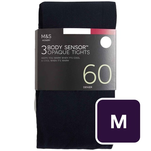 M&S Womens 60 Denier Body Sensor Tights, M, Navy
