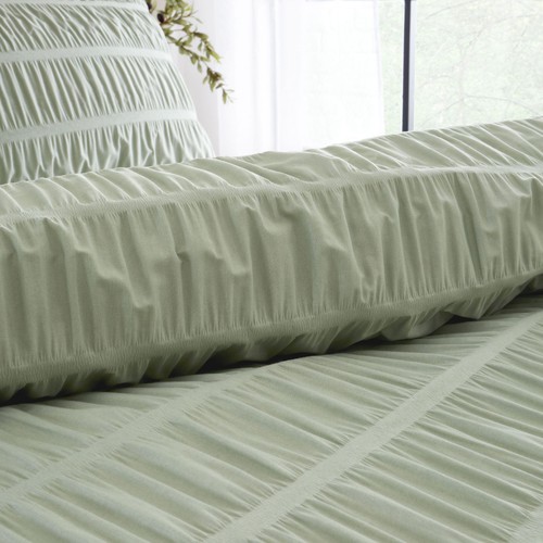Catherine Lansfield Seersucker King Duvet Set Sage