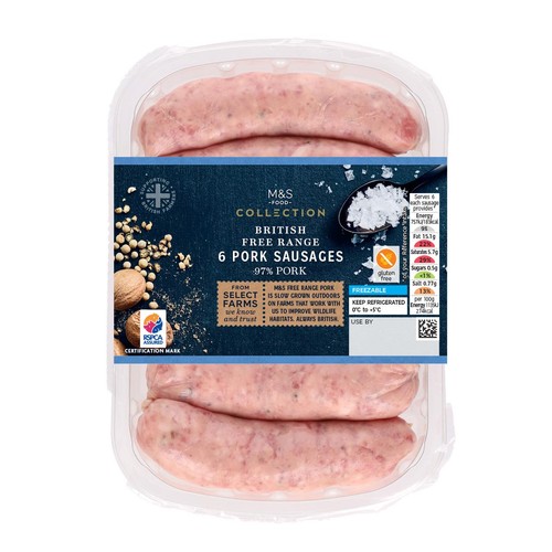 M&S Collection British 6 Free Range Pork Sausages