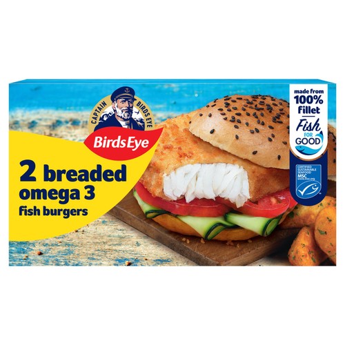 Birds Eye 2 MSC Breaded Omega 3 Fish Burgers 