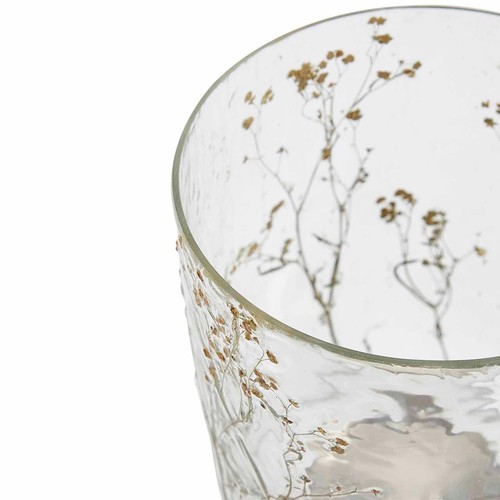 M&S Pressed Flower Hurricane Candle Holder, Clear