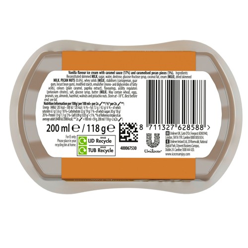 Carte D'Or Mini Indulgence Vanilla Caramel Pecan Ice Cream Tub Dessert
