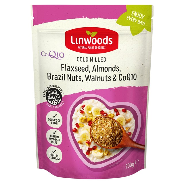 Linwoods Milled CO-Q10, Flaxseed, Almonds, Brazil Nuts & Walnuts Seed and Nut Mix 200g