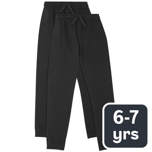 M&S Unisex Regular Fit Joggers, 6-7 Years, Black 