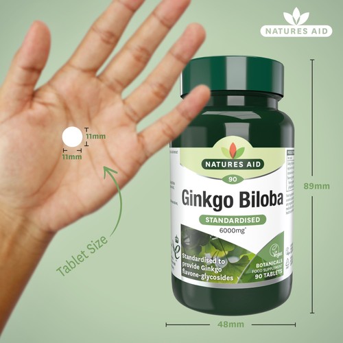 Natures Aid  Ginkgo Biloba Supplement Tablets 6000mg