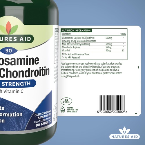 Natures Aid Glucosamine MSM & Chondroitin 