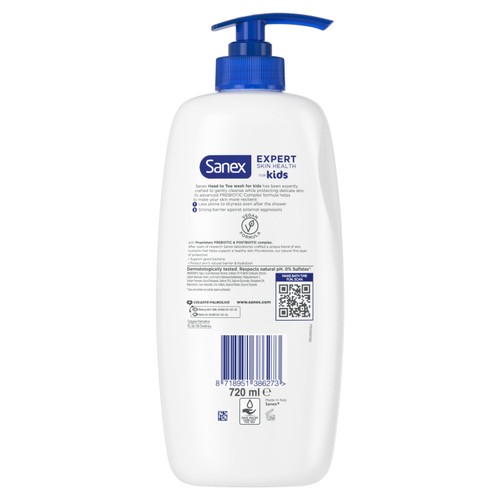 Sanex Expert Skin Health Kids Bubble Bath Body Wash Shower Gel Pump
