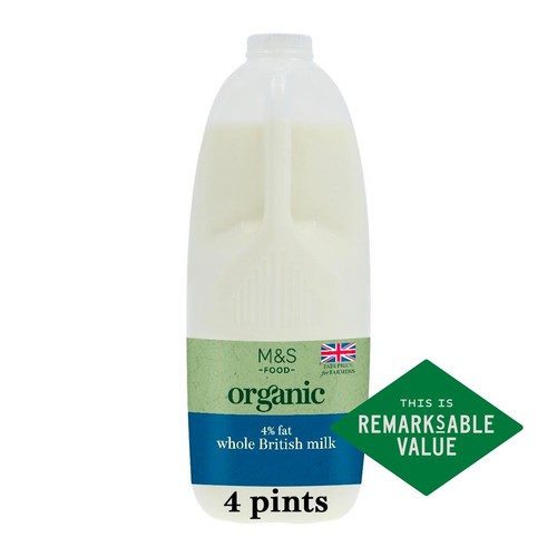 M&S Organic Whole Milk 4 Pints