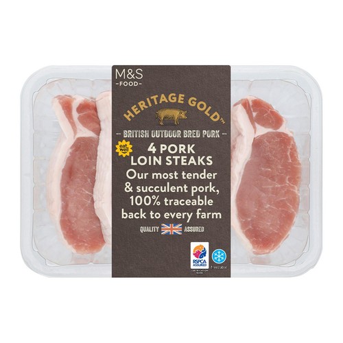 M&S Heritage Gold  British Outdoor Bred 4 Pork Loin Steaks