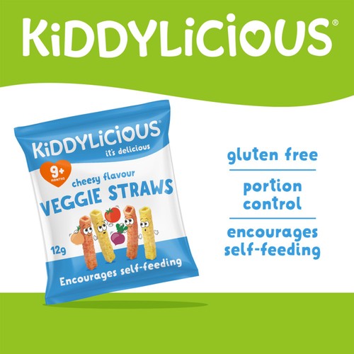 Kiddylicious Cheesy Flavoured Veggie Straws Baby Snacks Big Pack