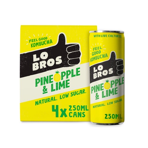 Lo Bros Kombucha Pineapple & Lime Low Sugar Multipack
