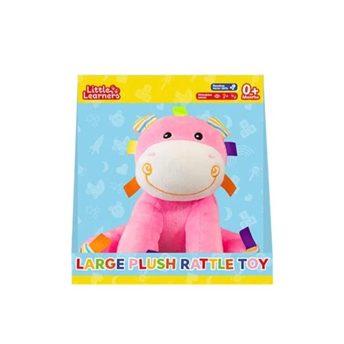 123 Baby Large Plush Rattle Toy Pink Hippo