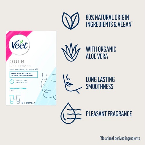 Veet Pure Hair Removal Kit Face Sensitive Skin