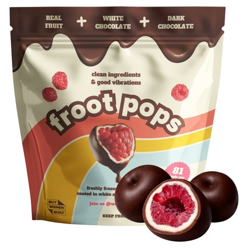 Froot Pops Freshly Frozen Raspberries Coated in White & Dark Chocolate