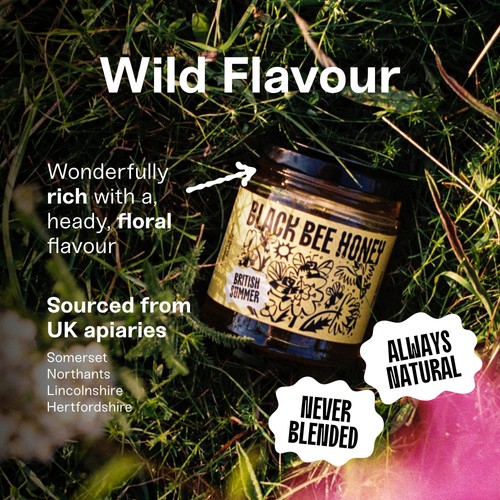 Black Bee Honey British Summer Runny Wildflower Honey