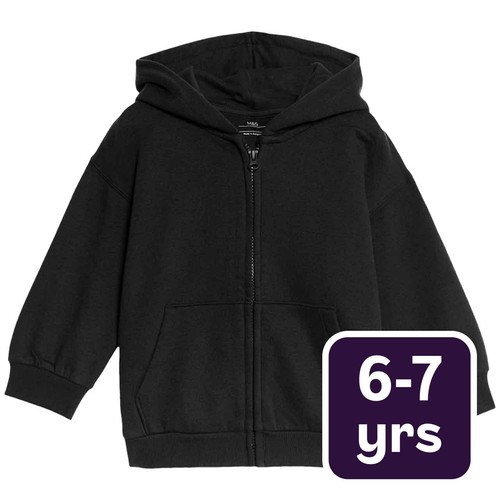 M&S Boys Zip Hoodie, 6-7, Years, Black