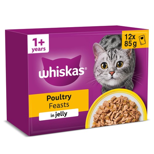 Whiskas 1+ Poultry Feasts Adult Wet Cat Food Pouches in Jelly
