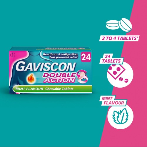 Gaviscon Double Action Tabs Heartburn Indigestion Mint